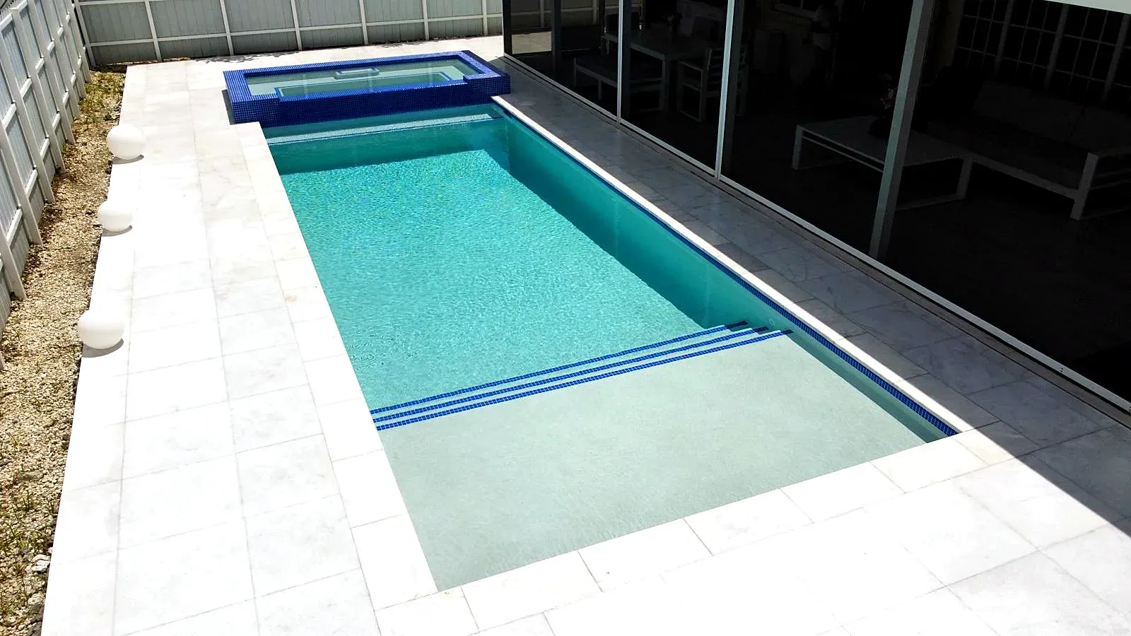 Geometric pool, waterline tile, Miami-Dade